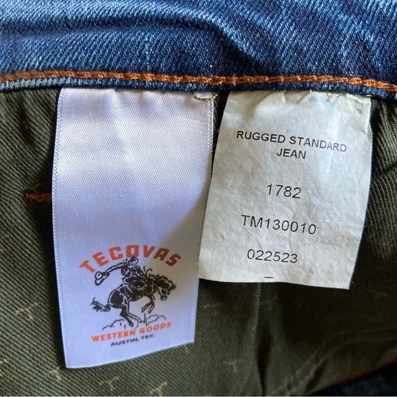Tecovas Denim Blue Jeans Mens 36x32 Standard Fit Cotton Polyester Stretch - Picture 10 of 15